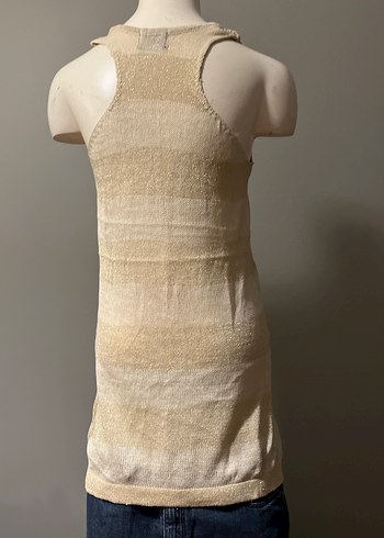 Bej Kolsuz Triko Midi Elbise - Görsel 4