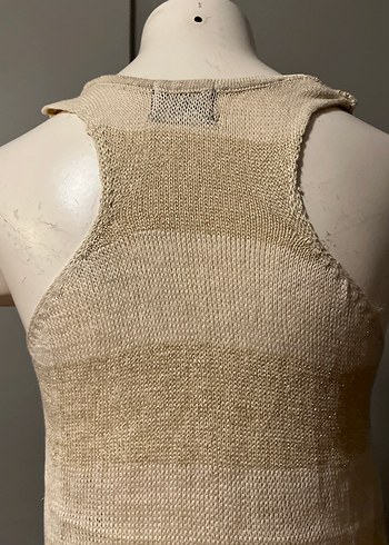 Bej Kolsuz Triko Midi Elbise - Görsel 6