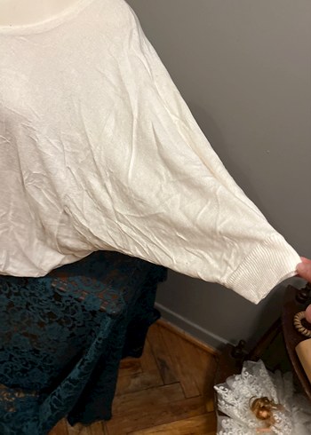 Adil Işık Beyaz ince Triko  Bluzu, Bol Kesim, Uzun Kollu - Görsel 4