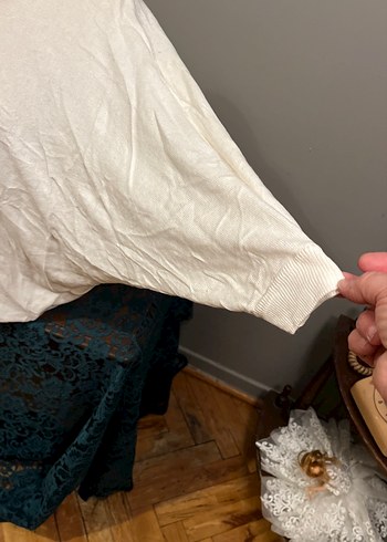 Adil Işık Beyaz ince Triko  Bluzu, Bol Kesim, Uzun Kollu - Görsel 3