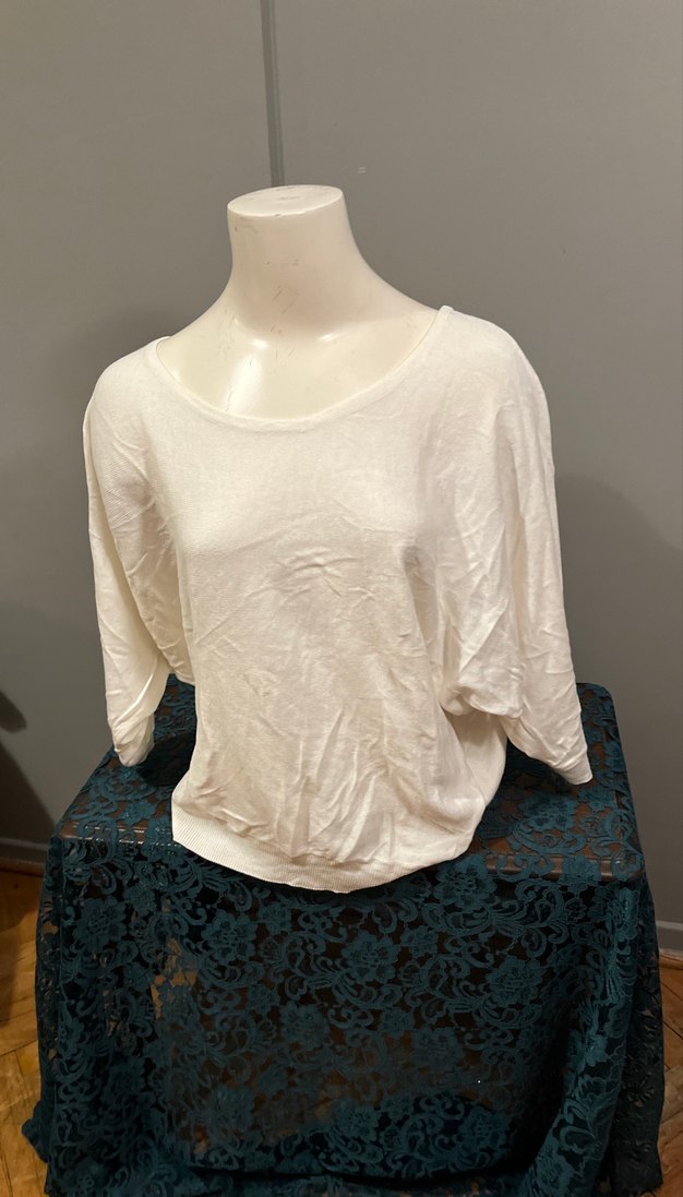 Adil Işık Beyaz ince Triko  Bluzu, Bol Kesim, Uzun Kollu - Görsel 2