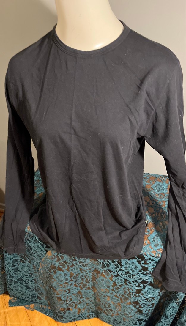 Siyah Uzun Kollu Salaş Gömlek Penye - Görsel 2