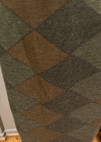 Kahverengi geometrik Desenli Midi kalın sentetik yünlü Etek - Görsel 2