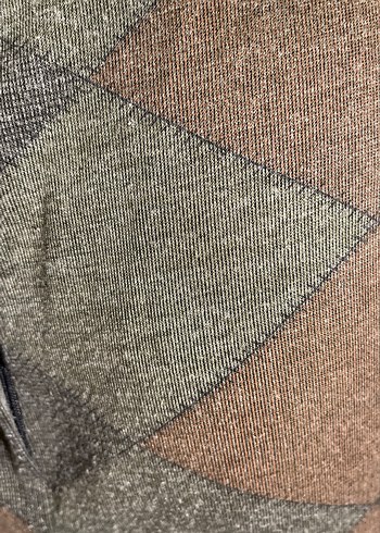 Kahverengi geometrik Desenli Midi kalın sentetik yünlü Etek - Görsel 7