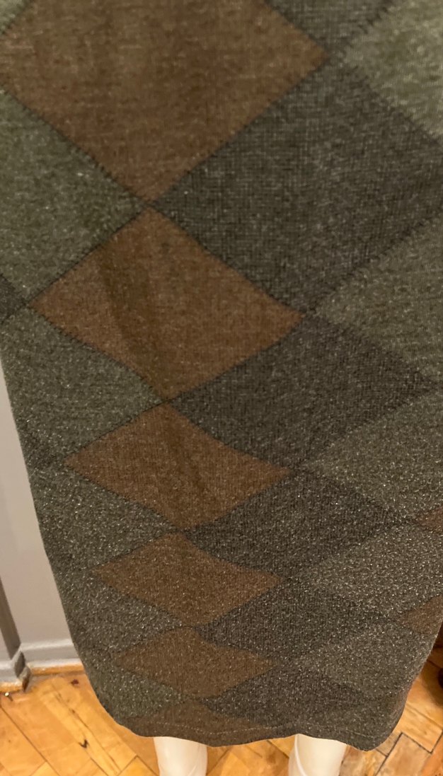 Kahverengi geometrik Desenli Midi kalın sentetik yünlü Etek - Görsel 2