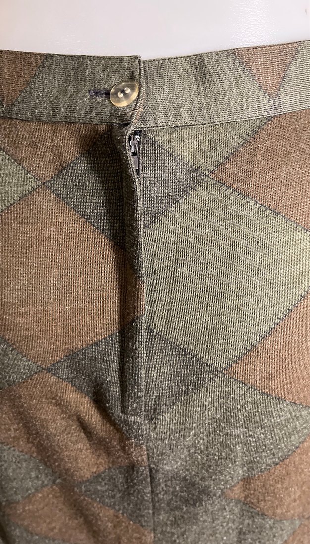 Kahverengi geometrik Desenli Midi kalın sentetik yünlü Etek - Görsel 5