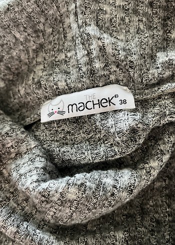 Gri Yüksek Yakalı Uzun Triko Elbise - Görsel 10