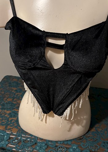 Siyah Drapeli Mini Goth Büstiyer - Görsel 2