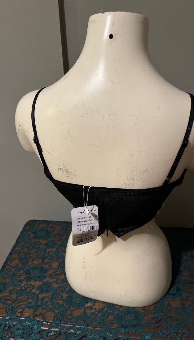 Siyah Drapeli Mini Goth Büstiyer - Görsel 5