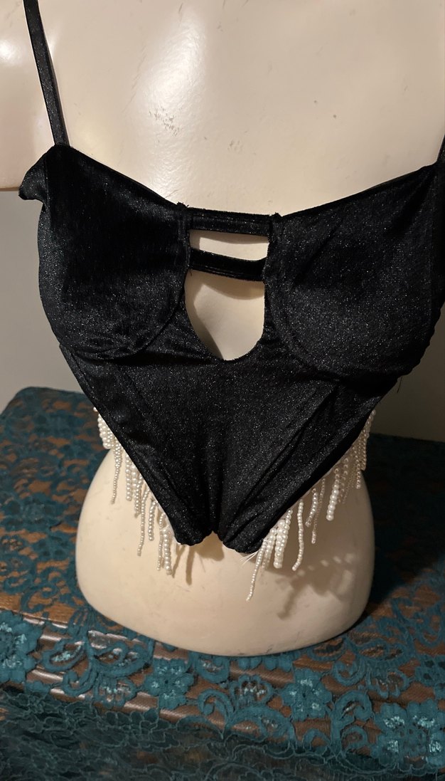 Siyah Drapeli Mini Goth Büstiyer - Görsel 2