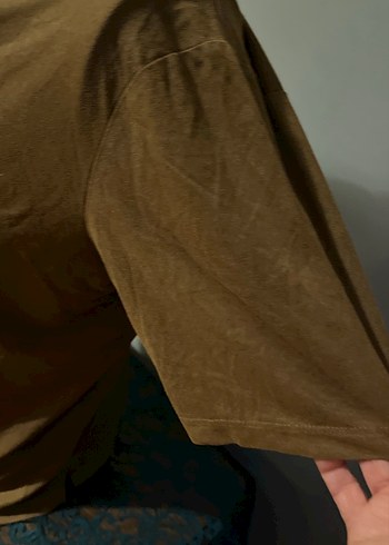 Zara / Erkek Kahverengi Keten Polo Nubuk -Süet Tişört - Görsel 2