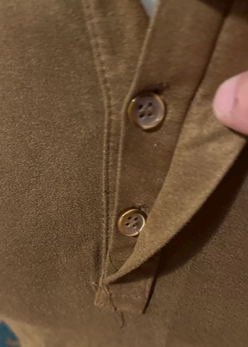 Zara / Erkek Kahverengi Keten Polo Nubuk -Süet Tişört - Görsel 3