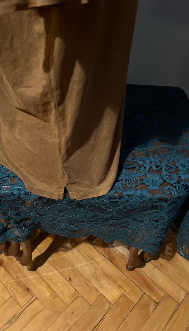 Zara / Erkek Kahverengi Keten Polo Nubuk -Süet Tişört - Görsel 5