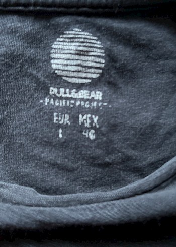 Pull&Bear / Gri Baskılı Erkek Keten Tişört - Görsel 6