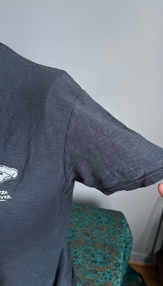 Pull&Bear / Gri Baskılı Erkek Keten Tişört - Görsel 3