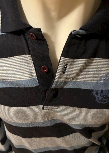 Collezıone / Uzun Kollu Gri Çizgili Erkek Polo Tişört - Görsel 3