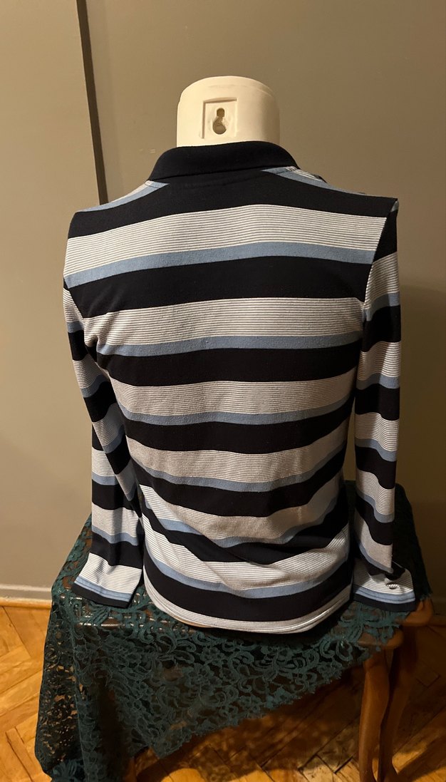 Collezıone / Uzun Kollu Gri Çizgili Erkek Polo Tişört - Görsel 4