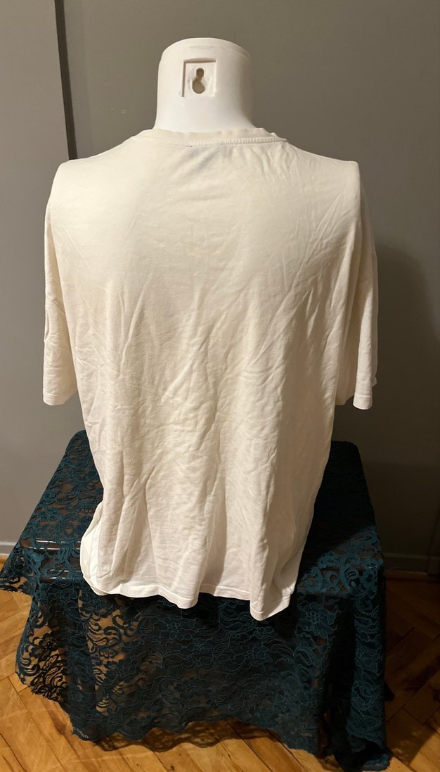 Erkek Beyaz Bol Kesim Kısa Kollu Tişört - Görsel 2