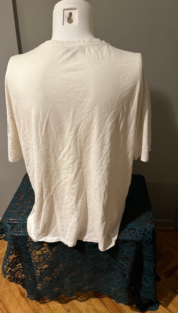 Erkek Beyaz Bol Kesim Kısa Kollu Tişört - Görsel 3