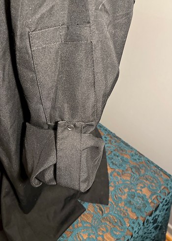 Aşçı Ceketi Drapeli Siyah Erkek Keten - Görsel 5