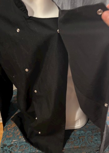 Aşçı Ceketi Drapeli Siyah Erkek Keten - Görsel 4