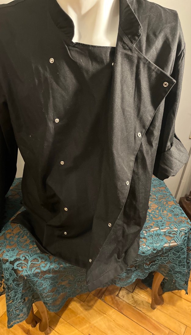 Aşçı Ceketi Drapeli Siyah Erkek Keten - Görsel 3