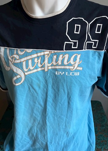 Mavi Baskılı Erkek Tişörtü, Kısa Kollu, Bol Kesim - Görsel 2