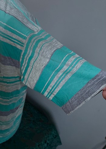 Nostalji 1985 yılından Gri Çizgili Düğmeli Erkek Polo Tişört - Görsel 2