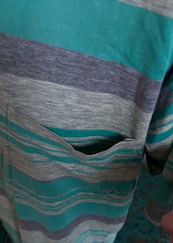 Nostalji 1985 yılından Gri Çizgili Düğmeli Erkek Polo Tişört - Görsel 3