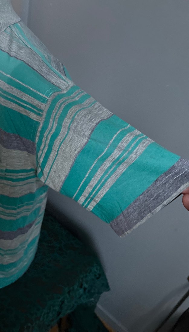 Nostalji 1985 yılından Gri Çizgili Düğmeli Erkek Polo Tişört - Görsel 2