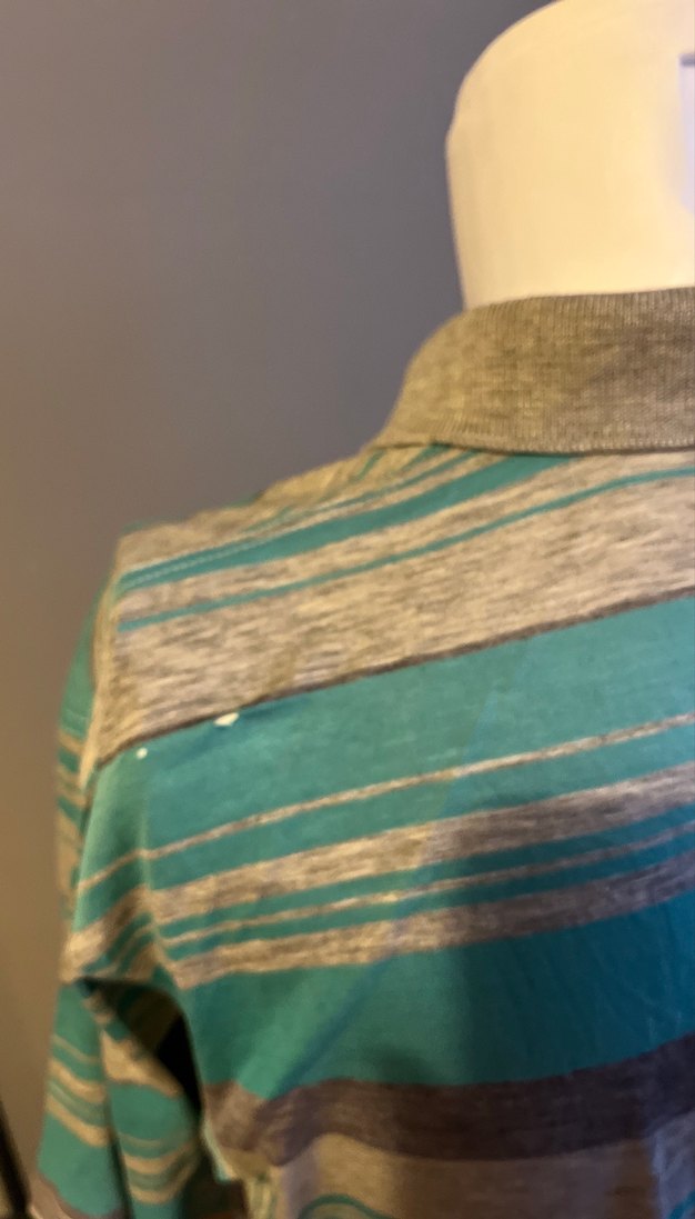 Nostalji 1985 yılından Gri Çizgili Düğmeli Erkek Polo Tişört - Görsel 5