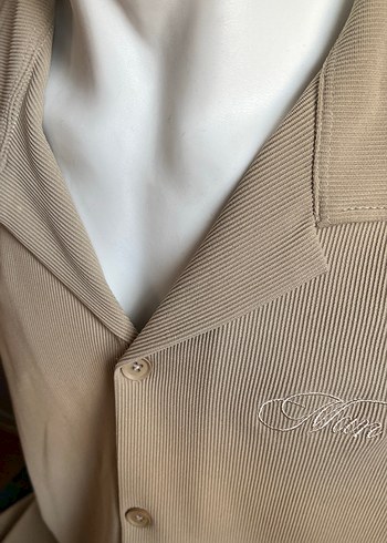 Bej Kısa Kollu Düğmeli Erkek Gömlek - Görsel 4