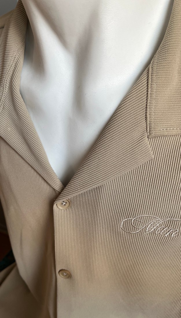 Bej Kısa Kollu Düğmeli Erkek Gömlek - Görsel 4