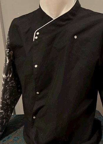 Şef Düğmeli Siyah Gotik  Gömlek - Görsel 7