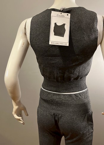 Gri Kolsuz Mini Triko Takım - Görsel 8