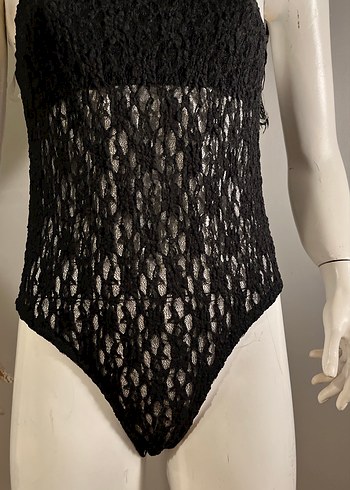 Dantel Detaylı Siyah Straplez Bady - Görsel 2