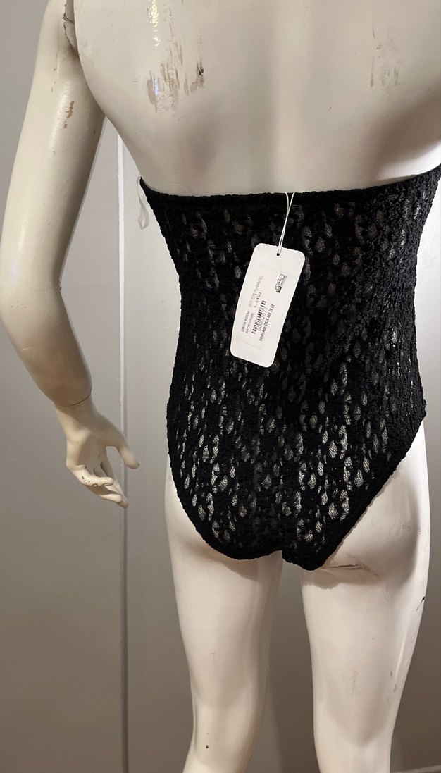 Dantel Detaylı Siyah Straplez Bady - Görsel 5