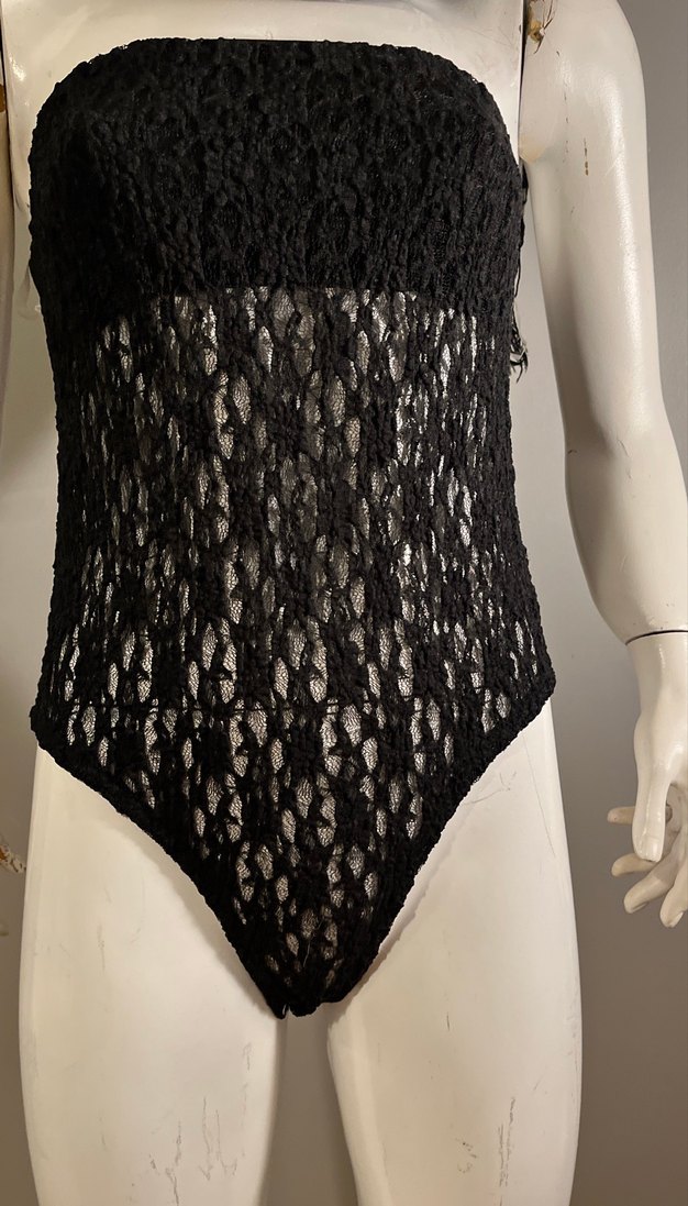 Dantel Detaylı Siyah Straplez Bady - Görsel 2