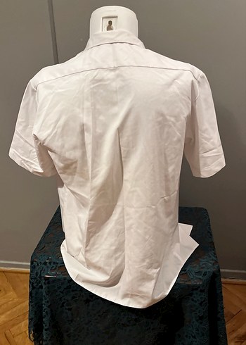 Şef Gümleği Düğmeli Kısa Kollu Keten Erkek Gömlek - Görsel 4