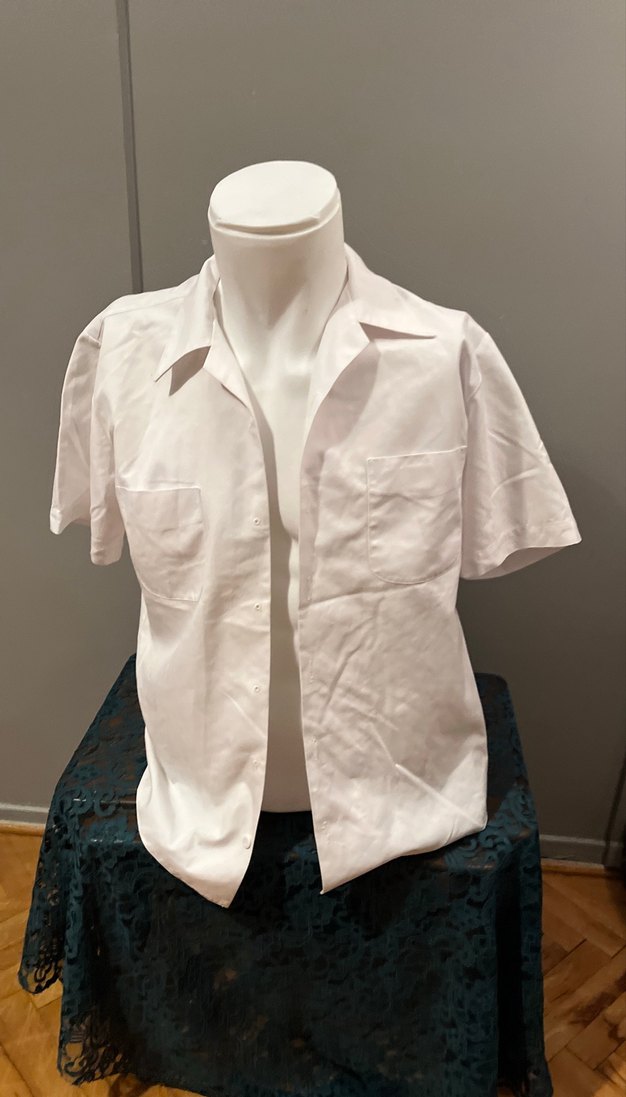 Şef Gümleği Düğmeli Kısa Kollu Keten Erkek Gömlek - Görsel 2