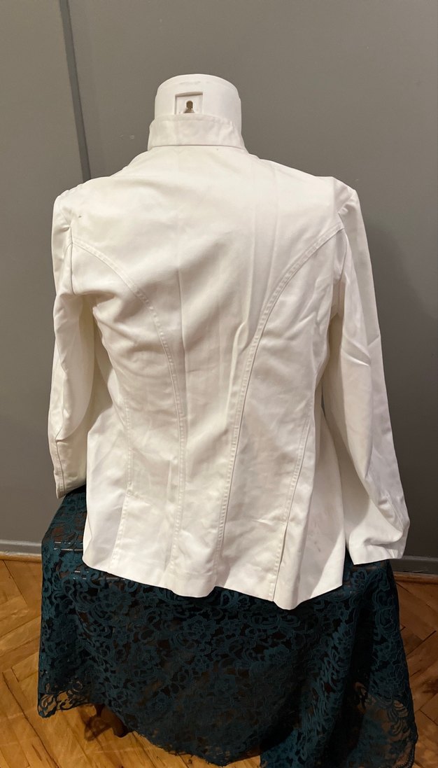 Düğmeli Beyaz Pamuklu Erkek Aşçı Ceketi - Görsel 3