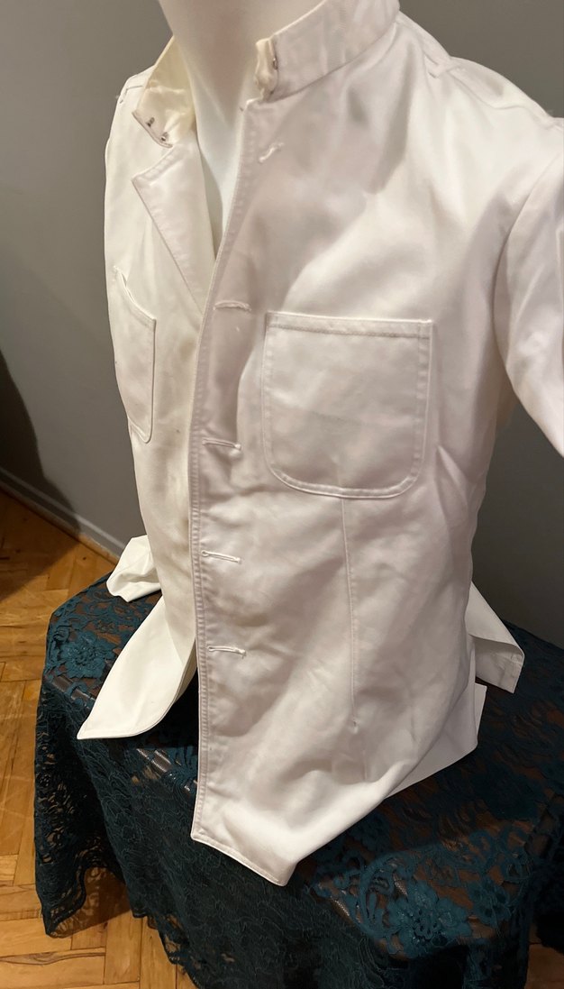 Düğmeli Beyaz Pamuklu Erkek Aşçı Ceketi - Görsel 2