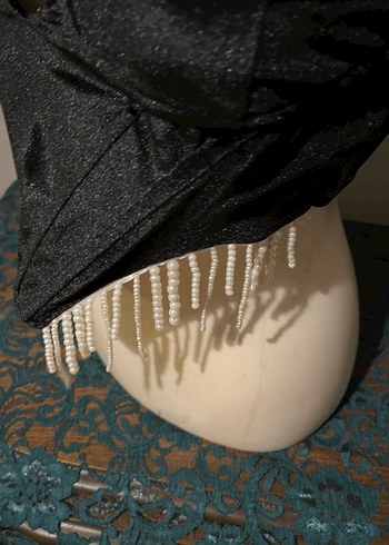 Drapeli Siyah Mini Büstiyer Kadife - Görsel 4