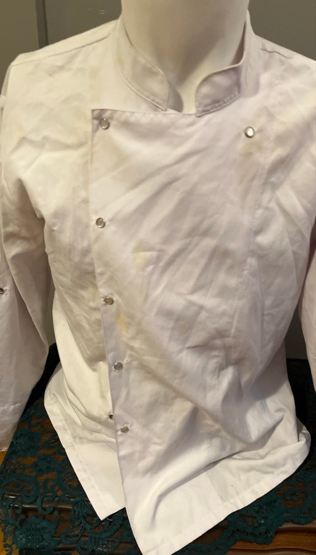 Beyaz Mutfak Önlüğü, Düğmeli ve Uzun Kollu - Görsel 2