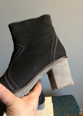 Gri Süet Kadın Topuklu Bot - Görsel 4