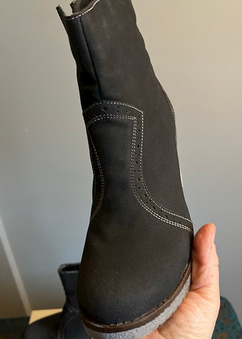 Gri Süet Kadın Topuklu Bot - Görsel 3