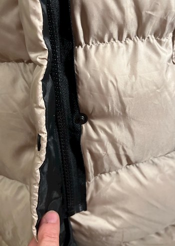 Uzun Bej Kadın Kapüşonlu Yelek - Görsel 9