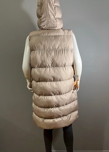 Uzun Bej Kadın Kapüşonlu Yelek - Görsel 10