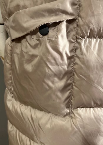 Uzun Bej Kadın Kapüşonlu Yelek - Görsel 6