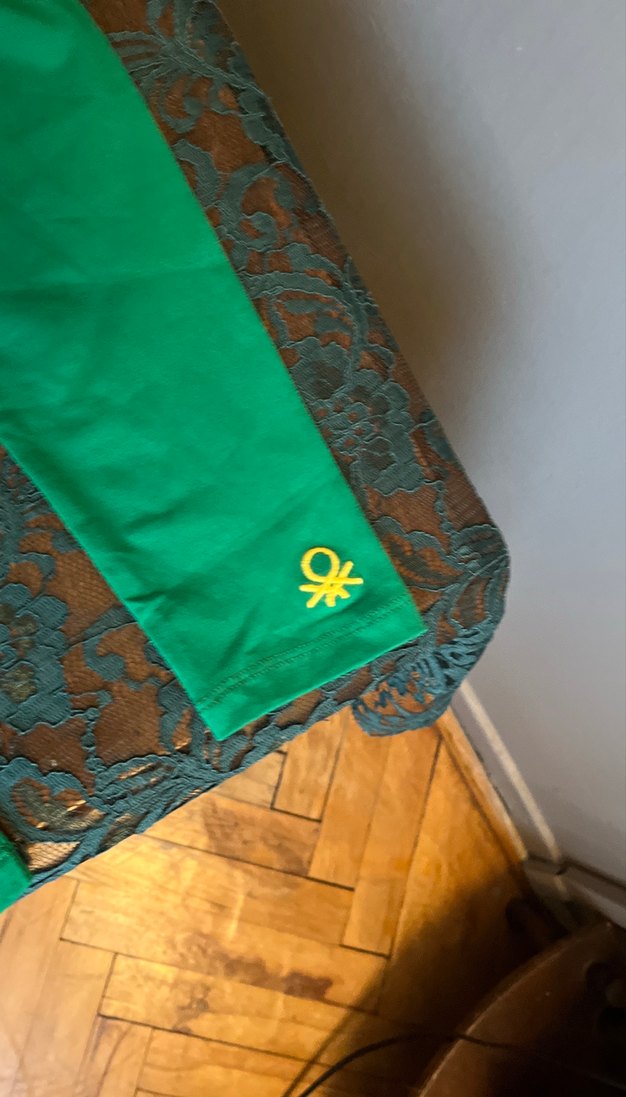 Kemerli Parlak Yeşil Kız Taytı - Görsel 2